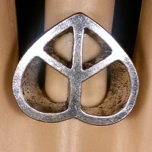 Rare Vintage Antique Style Heart Peace Sign Ring